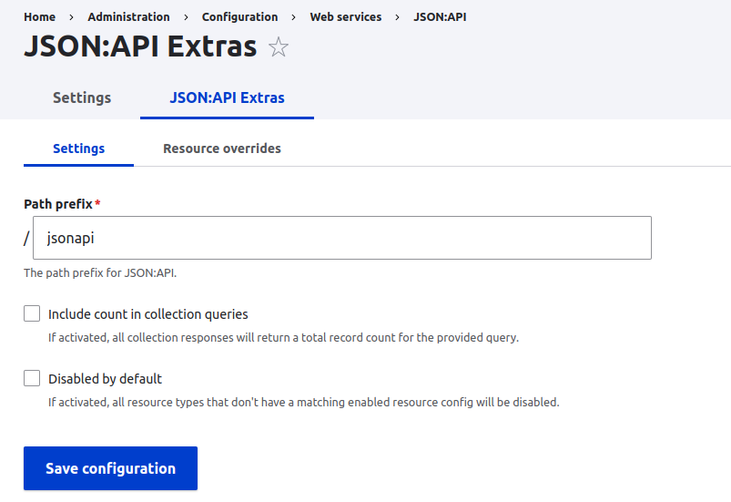 JSON:API-extras-module-configuration-page